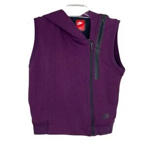Nike Tech Purple Sleeveless Fleece Hooded Vest Sz S